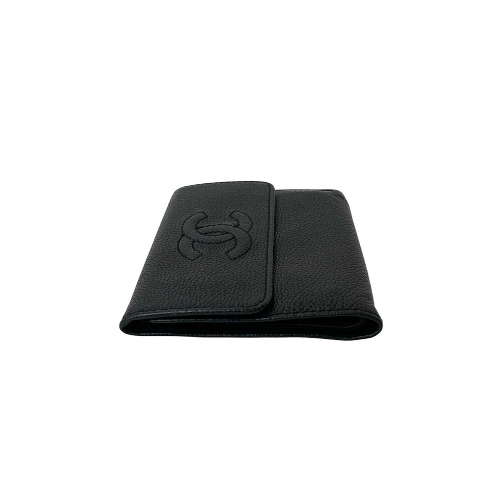 CHANEL Authentic Black Caviar Leather Logo Wallet - Picture 4 of 10